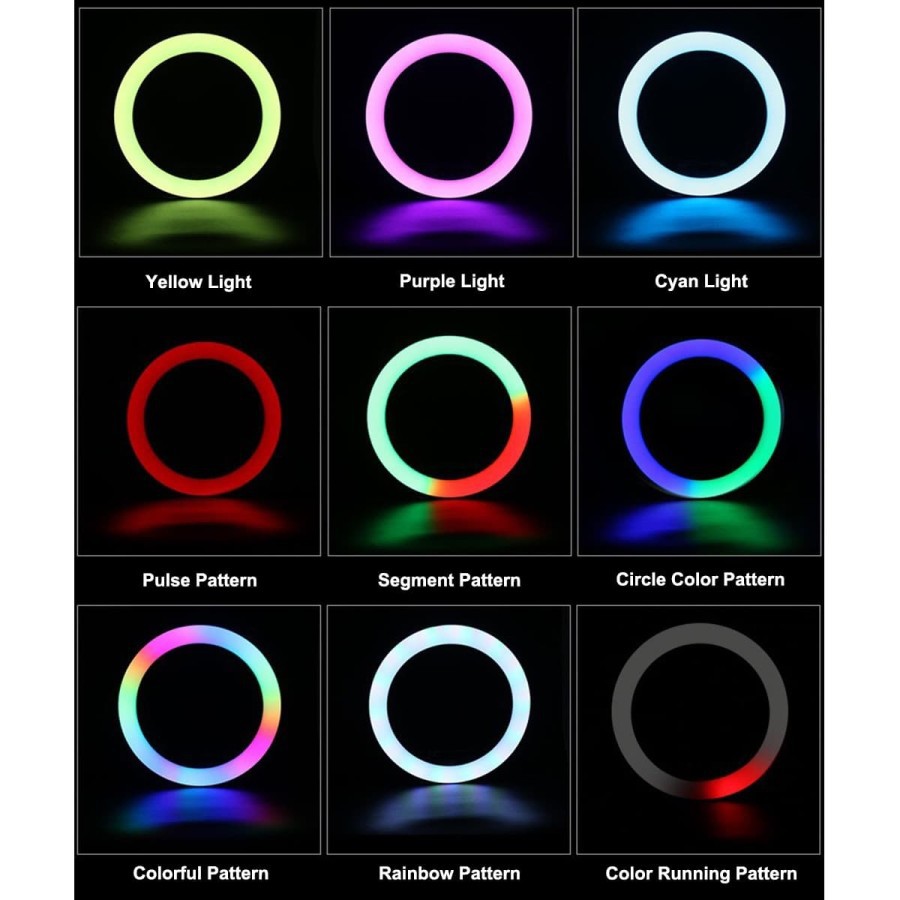 MIXIO Ring Light RGB 33CM + Tripod Besi Led Rainbow Video LED