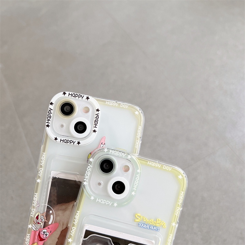 Soft Case Silikon Transparan Motif SpongeBob SquarePants Untuk Iphone 13 12 11 Pro X XS Max XR 7 8 Plus SE