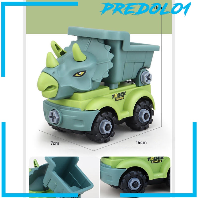 (Predolo1) Mainan Mobil Truk Pull Back Bentuk Dinosaurus Untuk Bayi