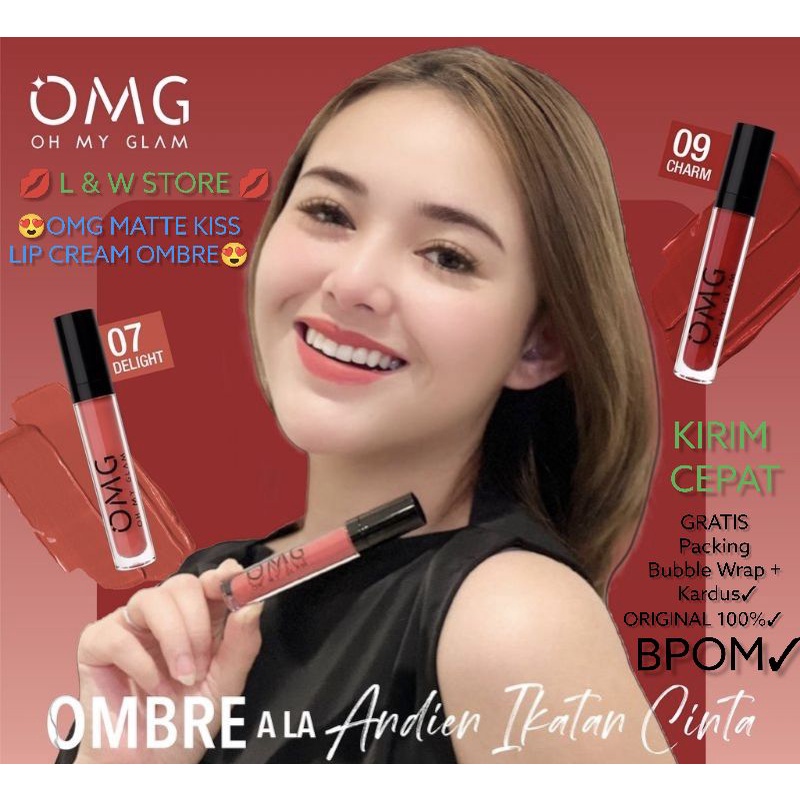 OMG Oh My GLAM Matte Kiss Lip Cream/OMG Ombre Ala Selebgram Combo 2PCS BPOM