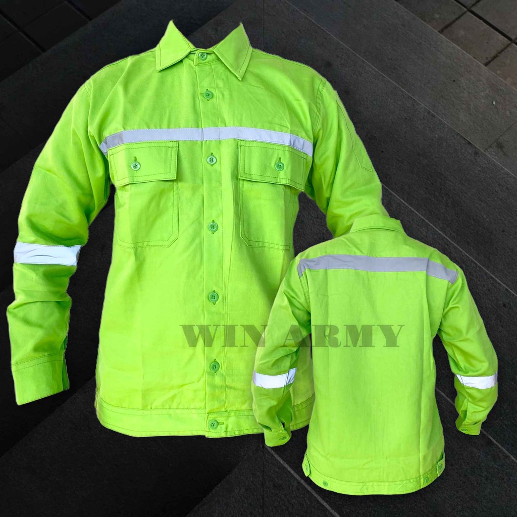 Kemeja Safety seragam pakaian baju PDL lengan panjang kerja lapangan proyek pabrik safety wearpack katelpak