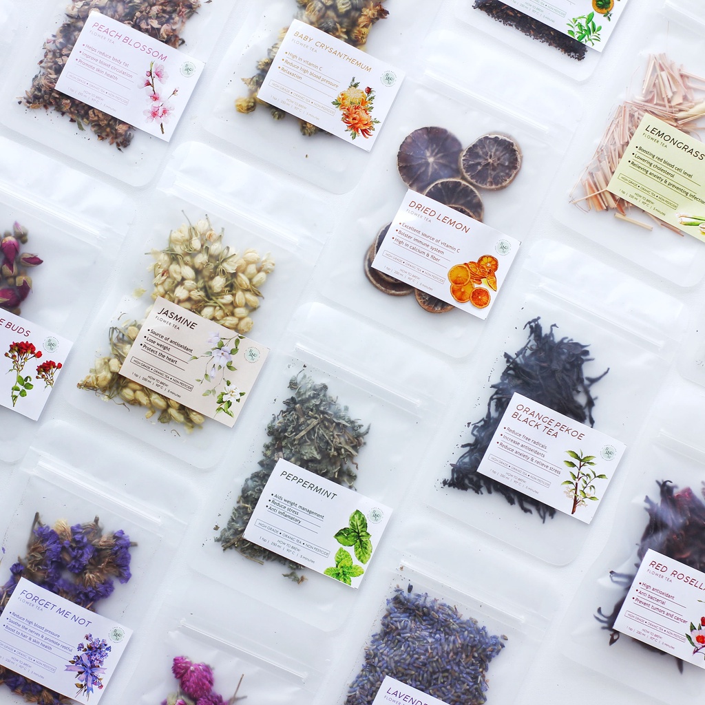 Flower Tea / Teh Bunga Premium Trial Sachet / Lavender / Green Tea / Black Tea / Telang / Rosella