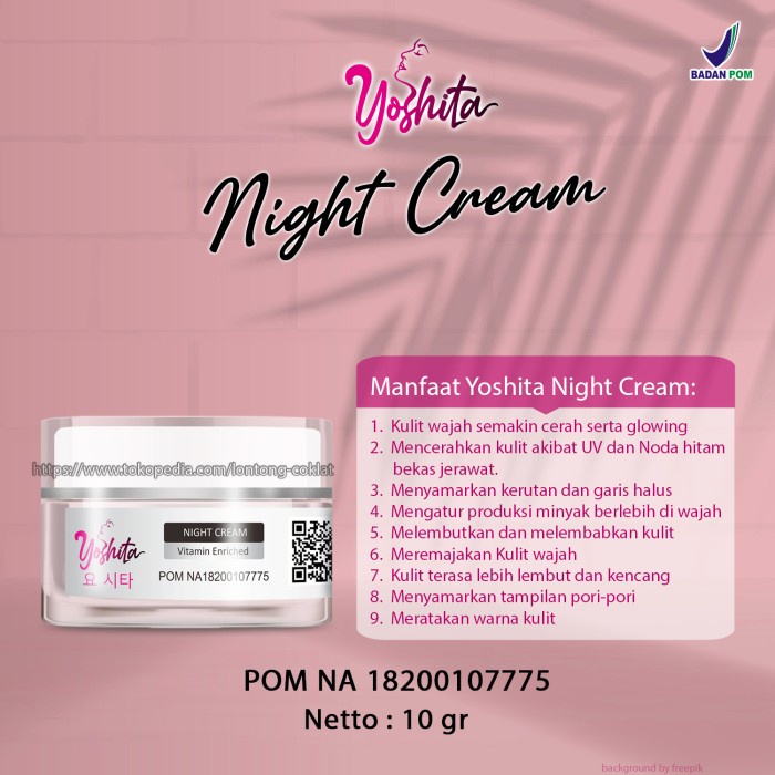 Ready Krim malam Night cream pemutih wajah BPOM collagen pencerah wajah