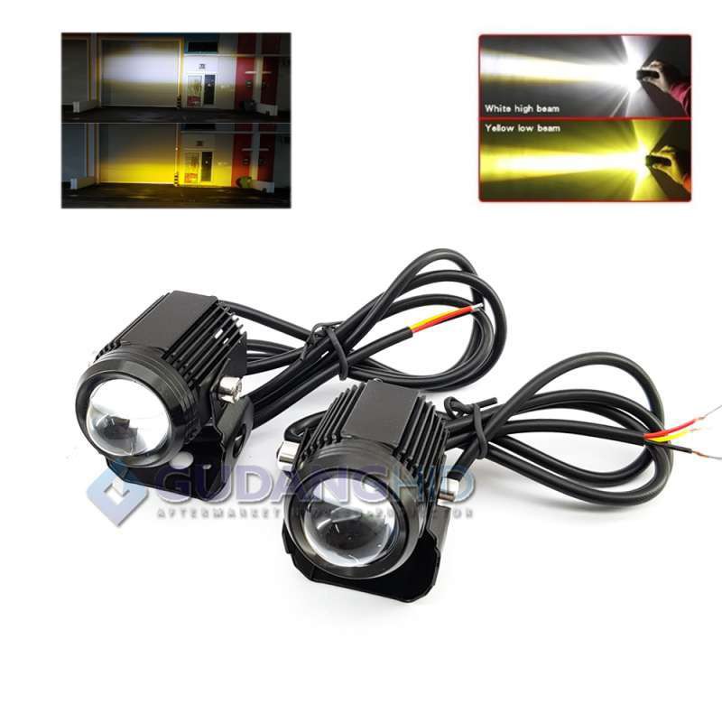 Lampu Sorot Tembak Laser Foglamp Dual Colour Mini Driving LED 2 Warna Aksesoris Variasi Motor