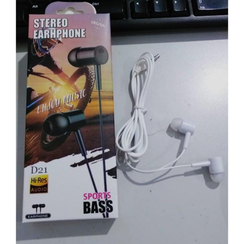 Handsfree Earphone Headset D21 + Mic