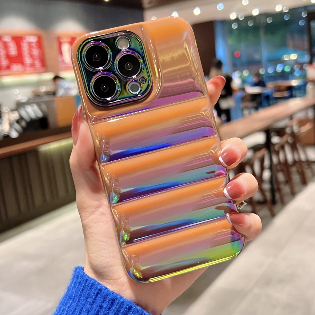 Soft case Silikon Motif Jaket down jacket 3D Warna Gradasi Untuk iPhone 11 Pro MAX 12 13 Pro MAX