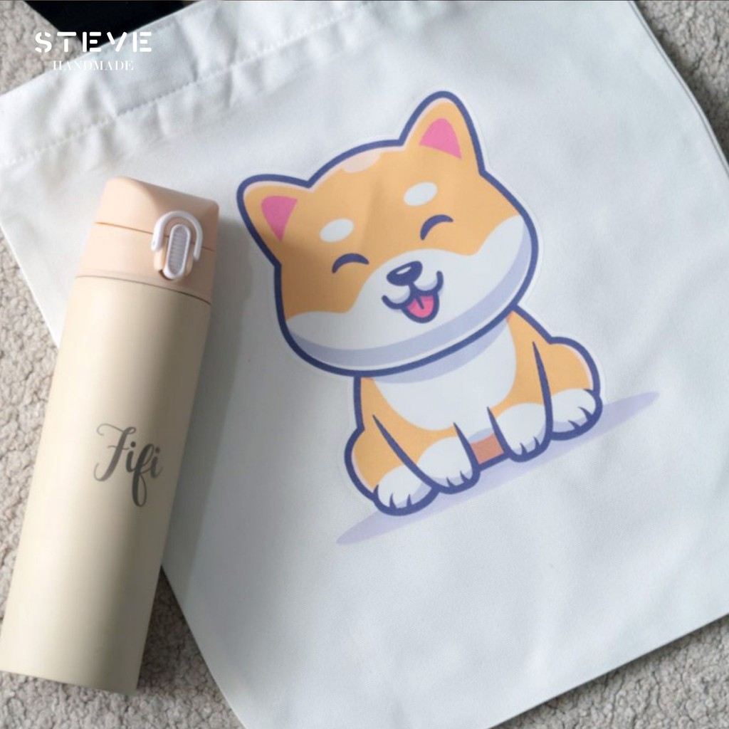 AR Tote Bag Augmented Reality Design Dog Shiba Inu TB3337 Tas Canvas Premium Custom Nama