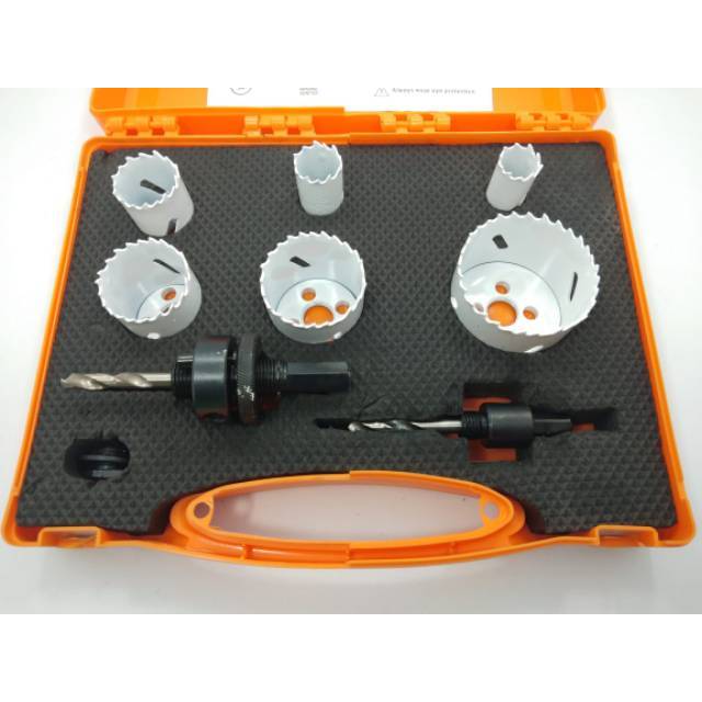 HOLE SAW KIT/MATA BOR KAYU BULAT + BESI ISI 9PCS STAMVICK