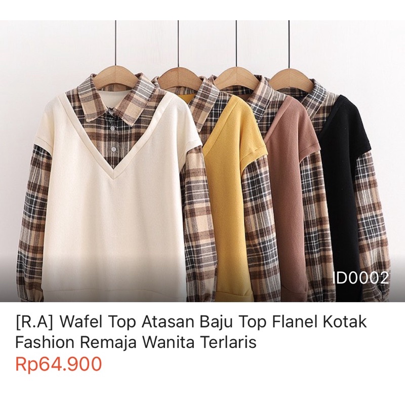 Top Atasan Baju Top Flanel Kotak Fashion Remaja Wanita