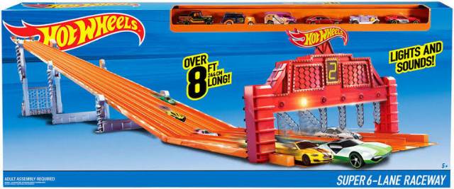 hot wheels 6 lane finish line