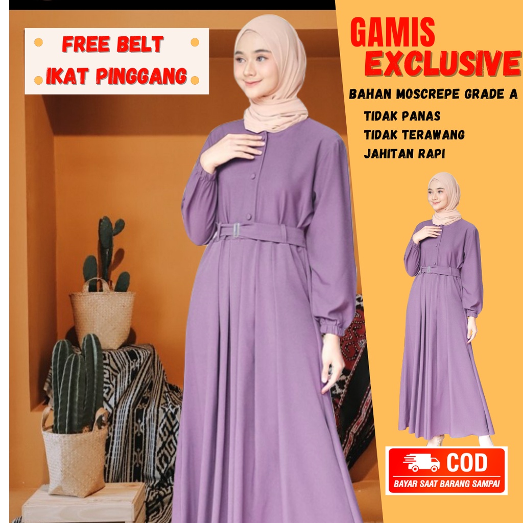 Gamis Terbaru Long Aluna Maxi Dress Kondangan Wanita Muslim Syari Remaja Murah Kekinian Terbaru 2021 BUSUI BUMIL DRESS MOSCREPE-6