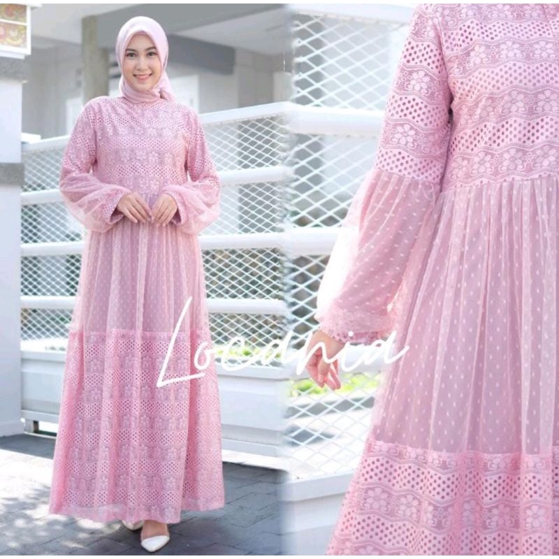 Natasya Dress Lokanis Dres Venna Gamis Kondangan Kekinian Doti Full Furing Maxy Dress Brokat Remaja Terbaru Dres Kondangan Seragaman Pernikahan Lebaran Terbaru Gamis Pesta Venna Dress Tile Apply Tali Full Puring Muslimah Furing Dres Cantik