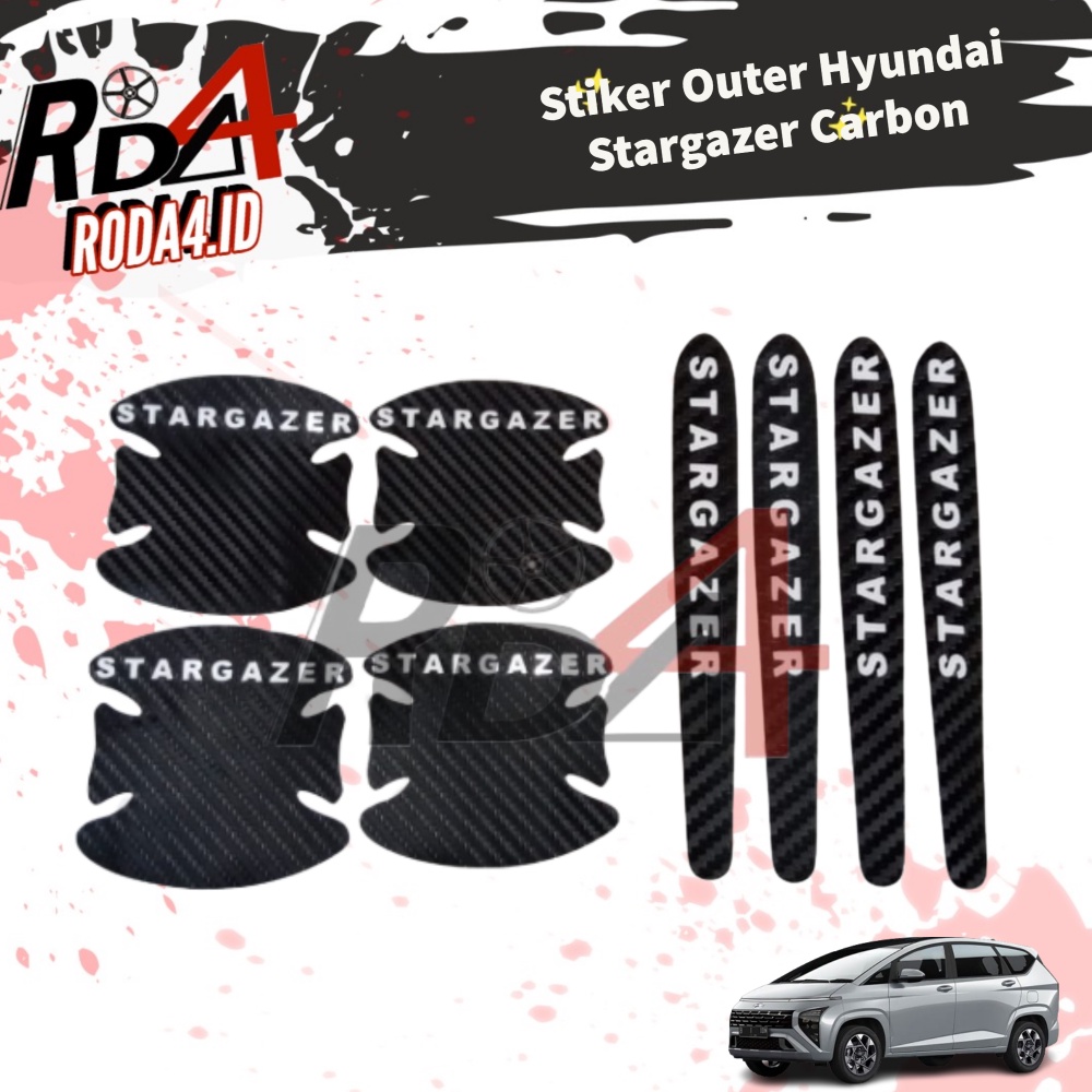 Stiker Mobil Outer Handle Anti Gores Pelindung Pintu Carbon Hyundai Stargazer