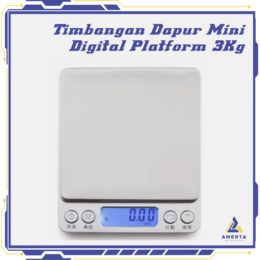 Timbangan Dapur Mini Digital Scale 3000g 0.1g Taffware Digipounds  - i2000 - Silver