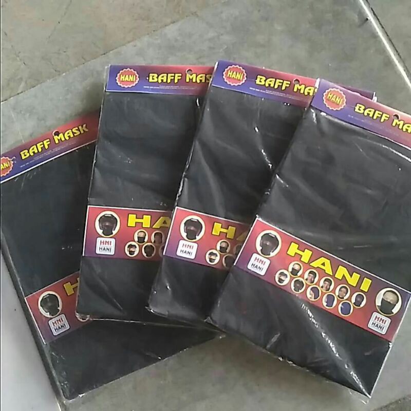 baff polos hitam berkuwalitas