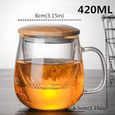 Gelas Teh Kaca | Gelas Infuser | Cangkir Teh | Cangkir Gelas Tea Teh Dengan Filter Penyaring Infuser