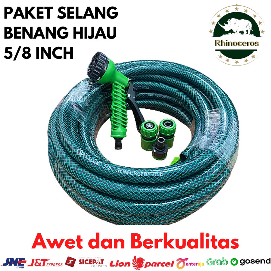 Selang Air 5/8 Paket Hijau Variasi Bengkok 15Meter Selang Air Taman