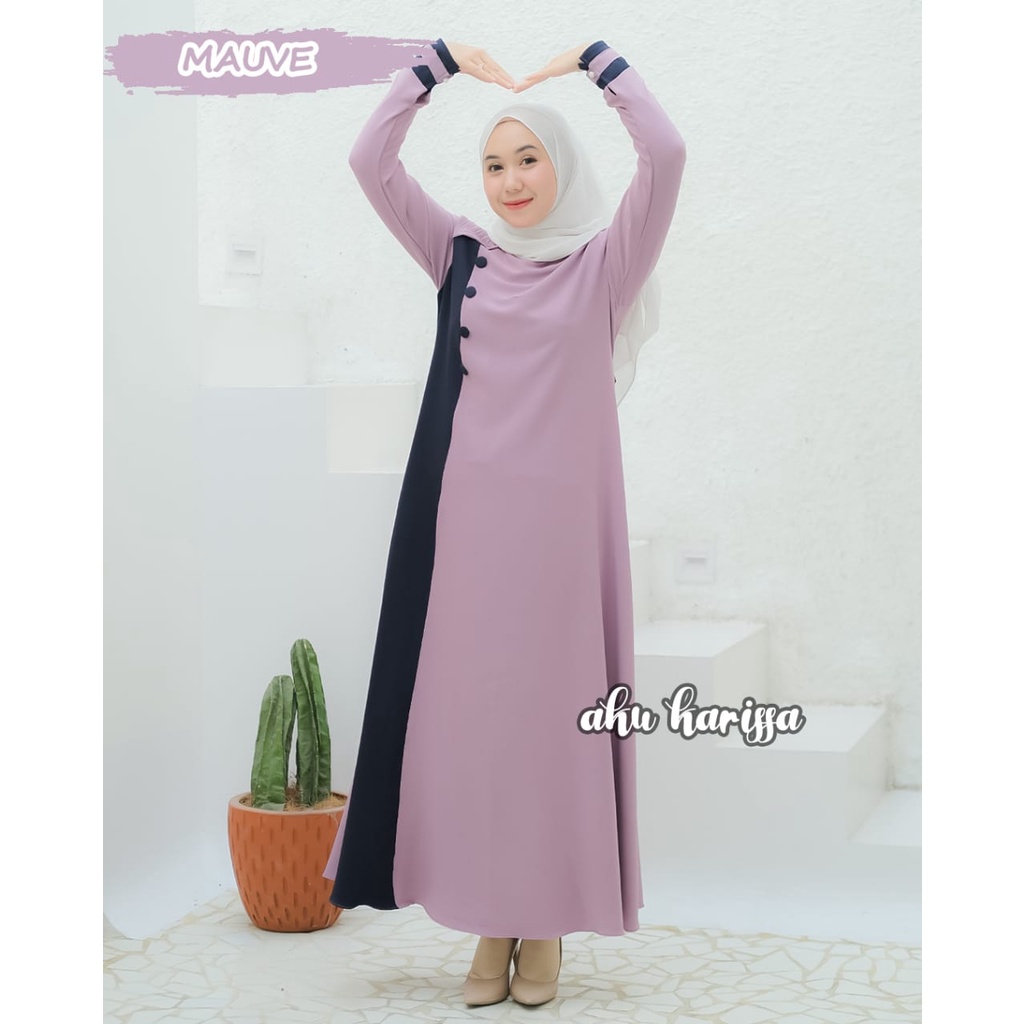 DRESS FAZILA dan HASNA AKU KARISSA ORIGINAL terbaru polos model kancing cantik