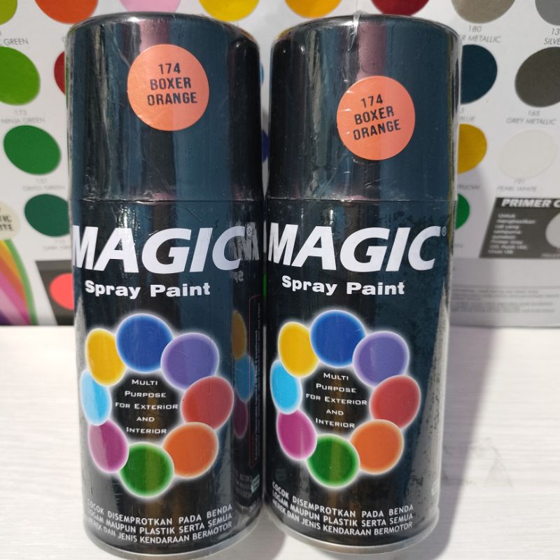 Magic Spray Paint Pilox Pilok Magic Orange Metalic Oranye Metalik 174 Oren 300cc Cat Semprot Serbaguna Magic Ukuran Besar 300 cc