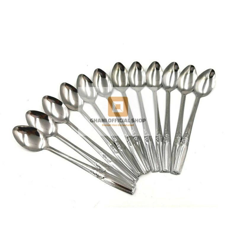 SENDOK TEH PANJANG STAINLESS ISI 12 PCS