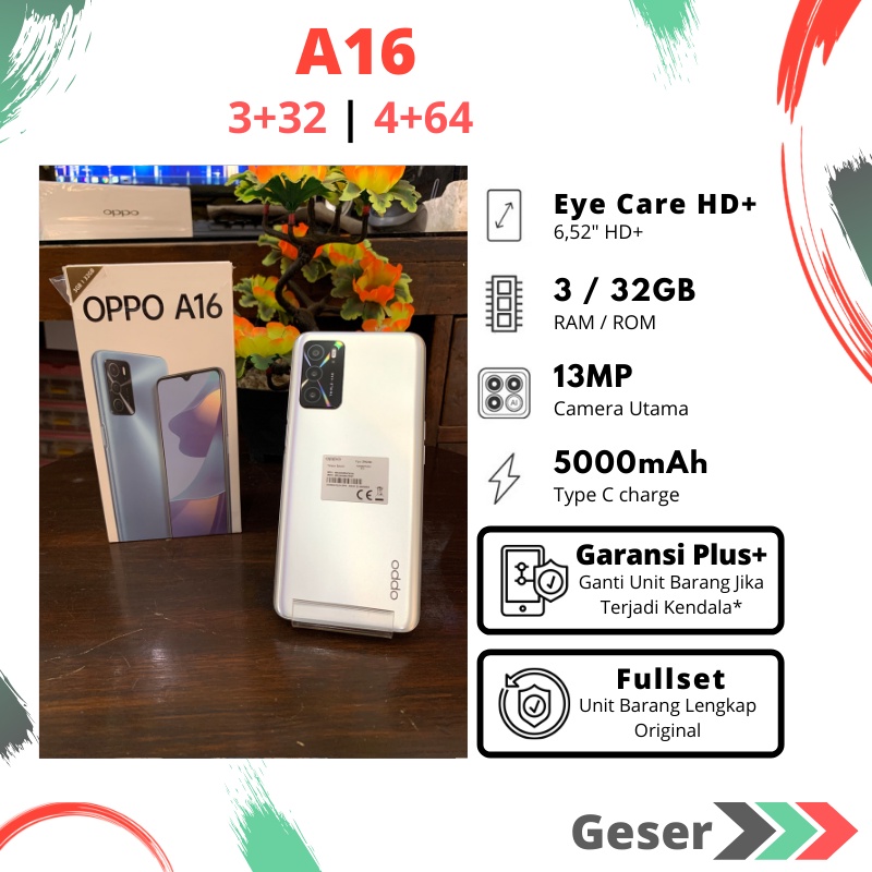 OPPO A16 3/32 & 4/64 Original Garansi ( Seken Like New )