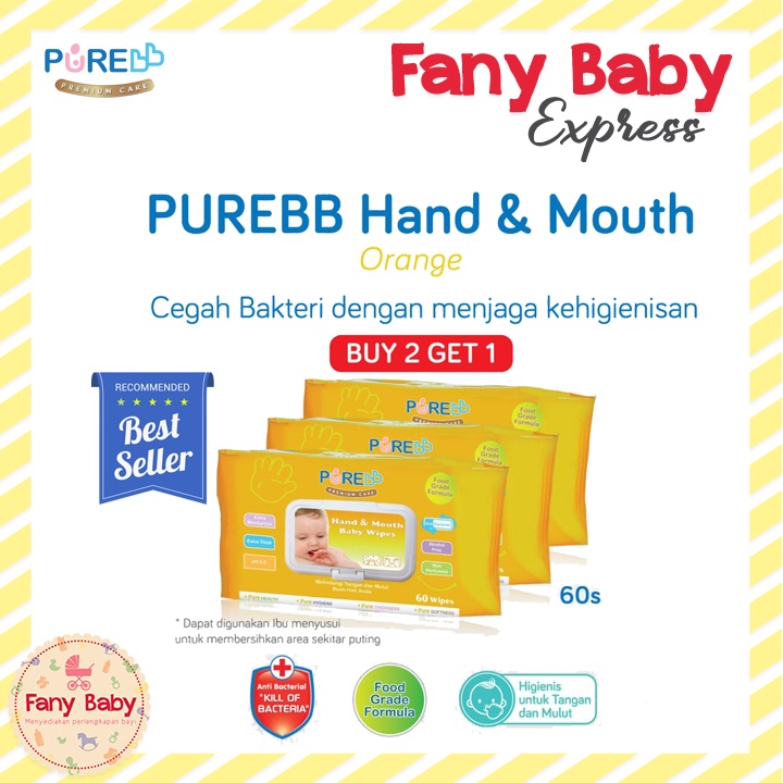 PURE BB HAND AND MOUTH WIPES 60S / BUY 2 GET 1