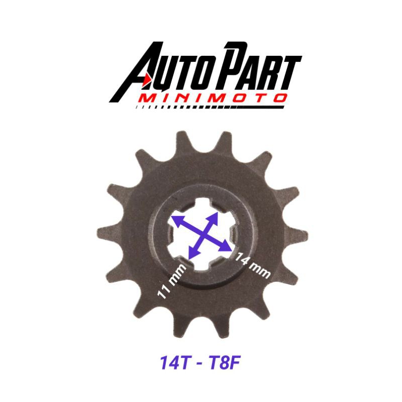 Gear Depan T8F 14T Motor Mini Trail - Mini ATV