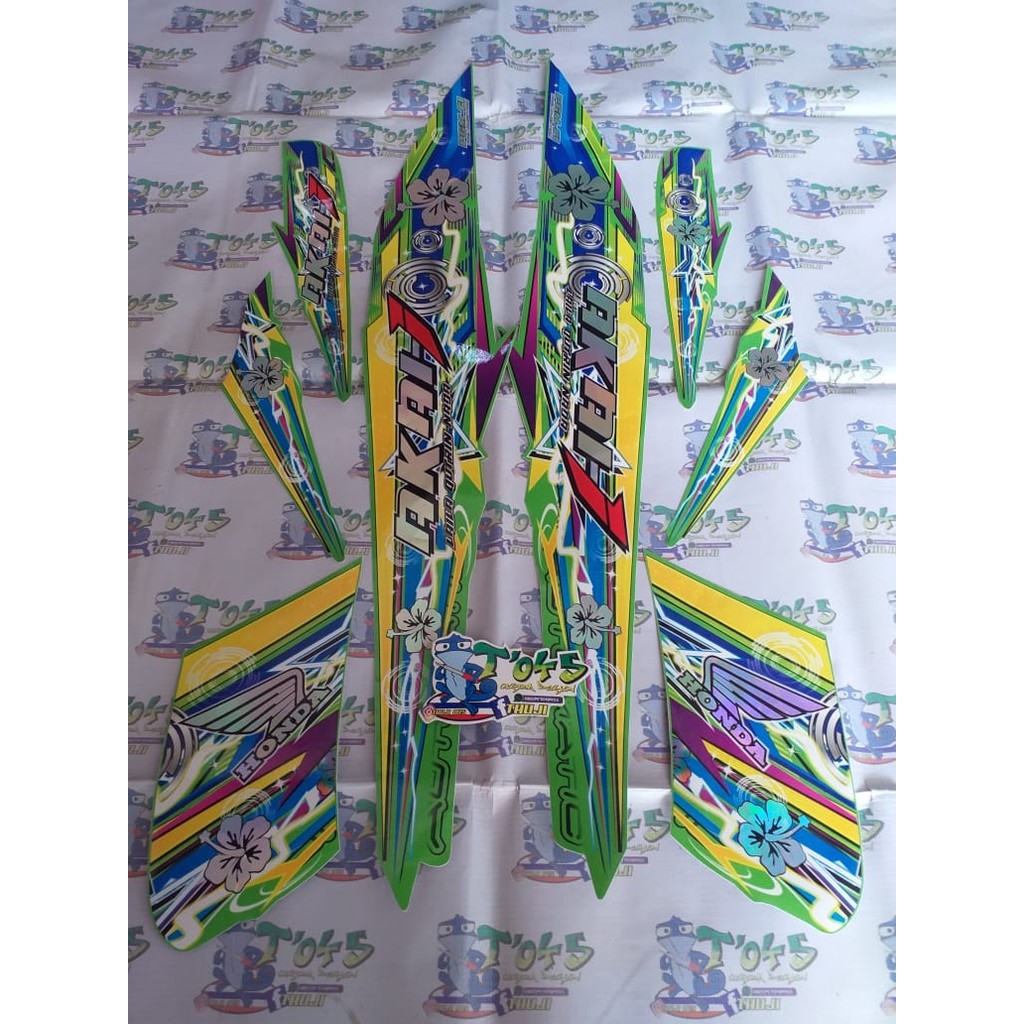 Striping spacy i custom transparan uv kombinasi rainbow