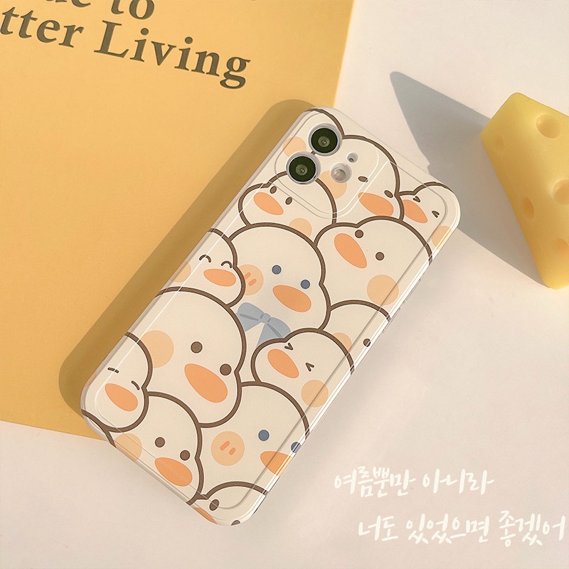 Case Pelindung Transparan Motif Kartun Bebek Bunga Untuk Iphone 14 PRO MAX