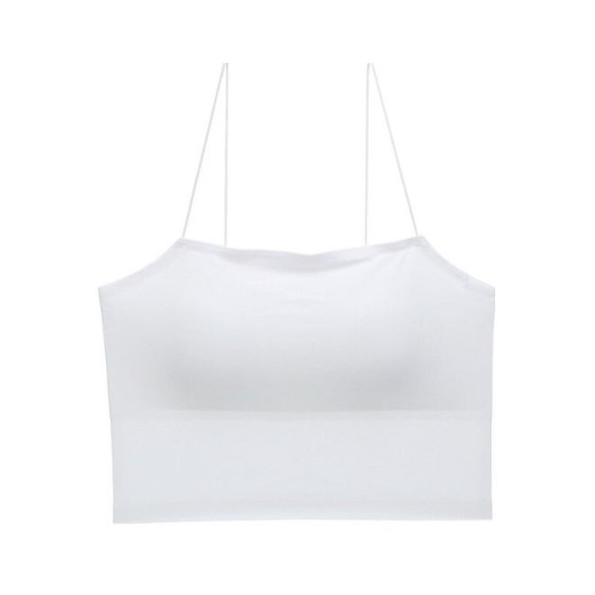 Tanktop korea seamless spaghetti strap tank top dalaman wanita pakaian perempuan bralette bra bh-Putih