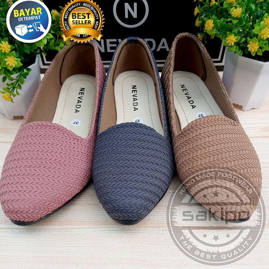 Aq31au22ᴹ ◦  BIRTHDAY SEPATU WANITA DEWASA BALET RAJUT NEVADA TRENDI TAMPIL CANTIK / SAKIPO
