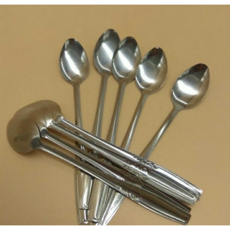 SENDOK ES TEH PANJANG STAINLESS STEEL ISI 12 PCS / SENDOK JUS / SENDOK KECIL GAGANG PANJANG KOPI TEH