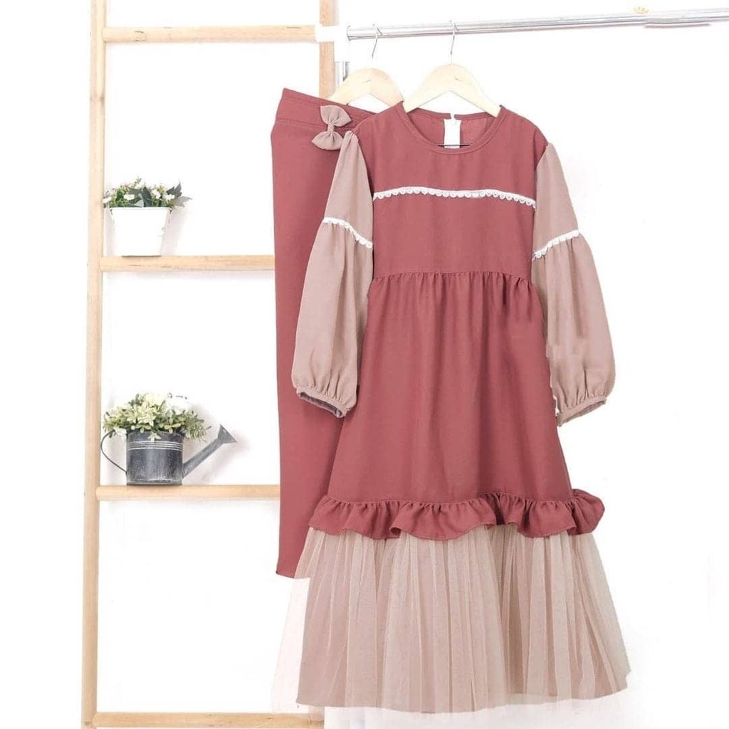 PROMO KHANZA SYAR'I KIDS Free Khimar Bahan Moscrepe DISKON Terbaru 2022 Gamis Anak Wanita Murah Mode