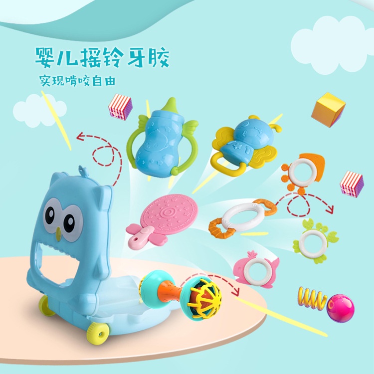 [BIG SALE] mainan anak gigitan bayi isi 9 pcs dengan box baby toys teether rattle set 9 pcs