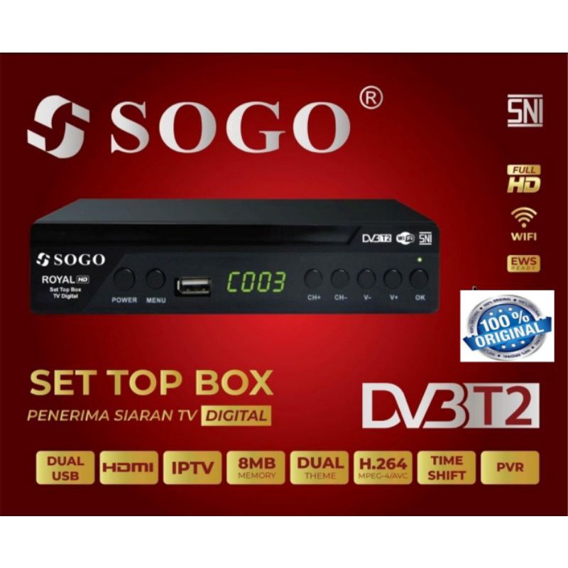 STB TV DIGITAL SET TOP BOX SOGO DIGITAL RECEIVER DVBT2 SUPPORT HDMI android tv terbaik tabung berkualitas bergaransi R8H9