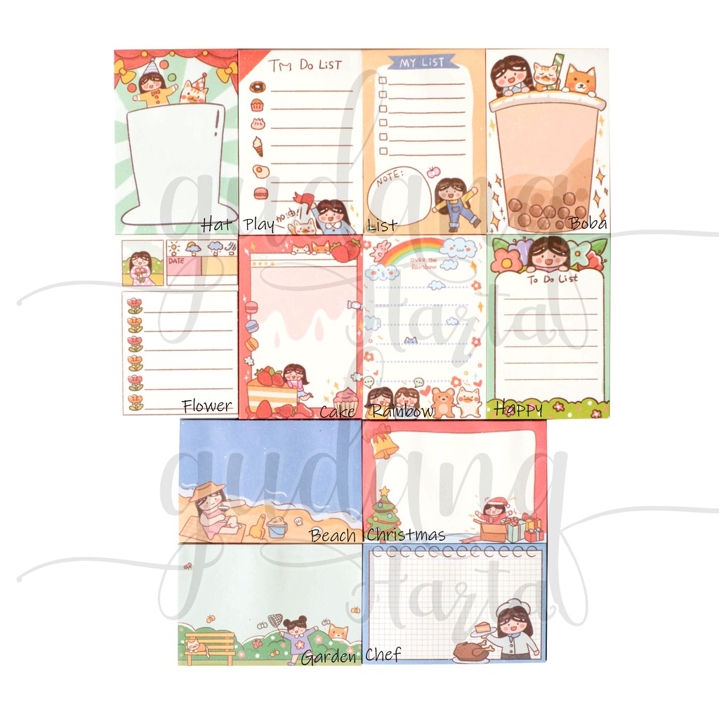 Memo Cute Girl Boba Beach Memopad Cewek Imut DIY Scrapbook GH 301233