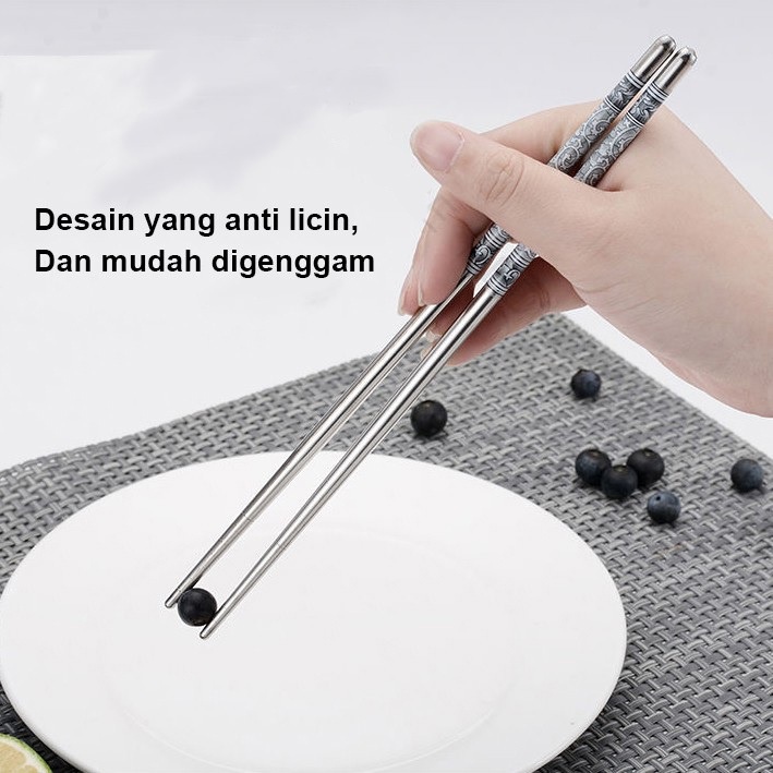 Sumpit Stainless Set / Sumpit Stainless Premium / Sumpit Stainless 1 Pack 5 Pasang /jepitan makan