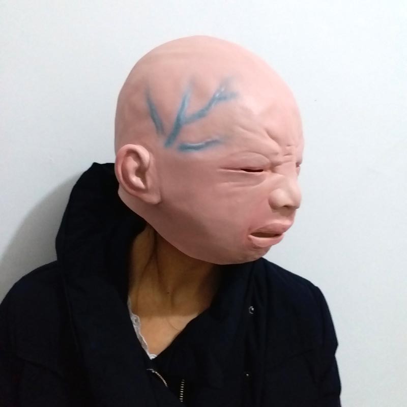 TOL-17 topeng latex karet full head kepala crying baby bayi dewasa halloween a