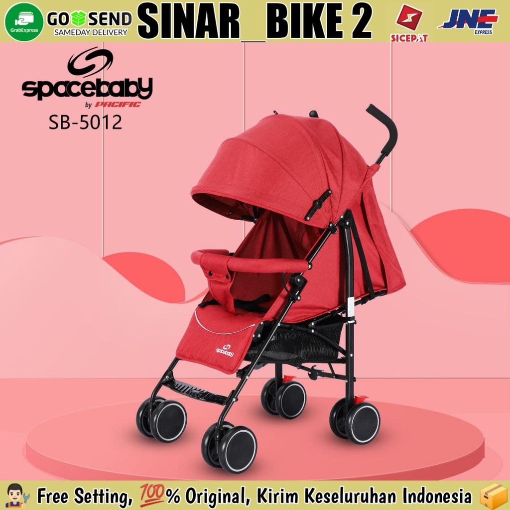 Kereta Bayi SPACEBABY SB-5012 New-Brown 3 Posisi Sandaran Duduk Rebahan Tidur Stroller