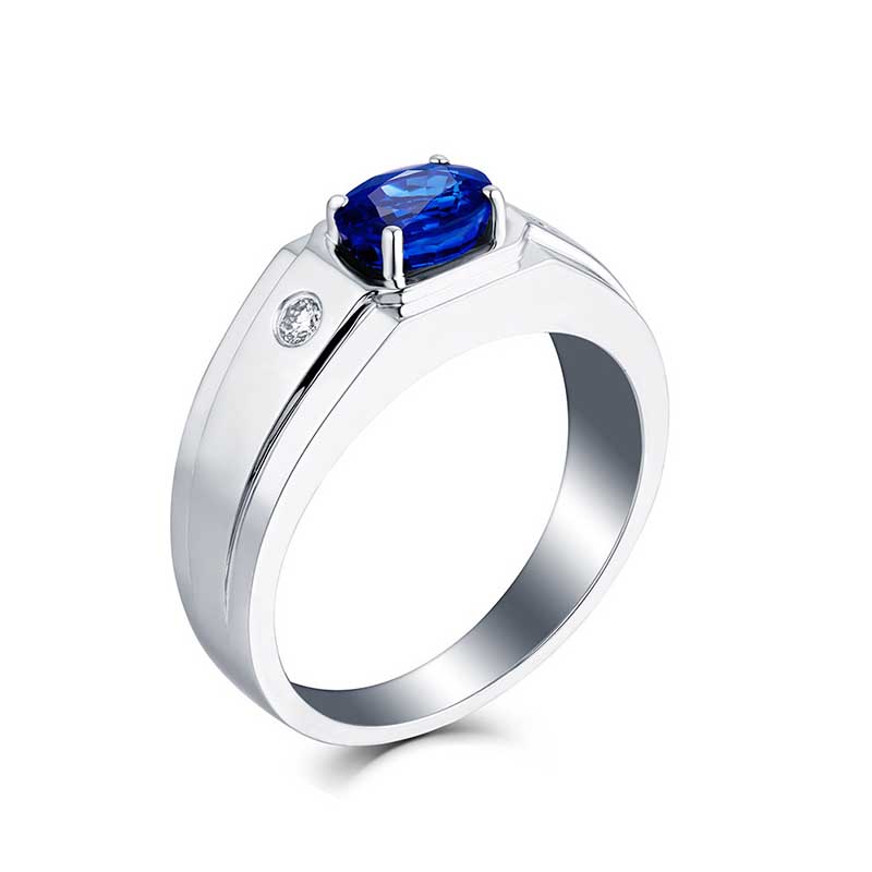 Berlian Safir S925 Sterling Perak Cincin Pertunangan Pernikahan Fashion Perhiasan Pria Wanita Kristal Titanium Rings