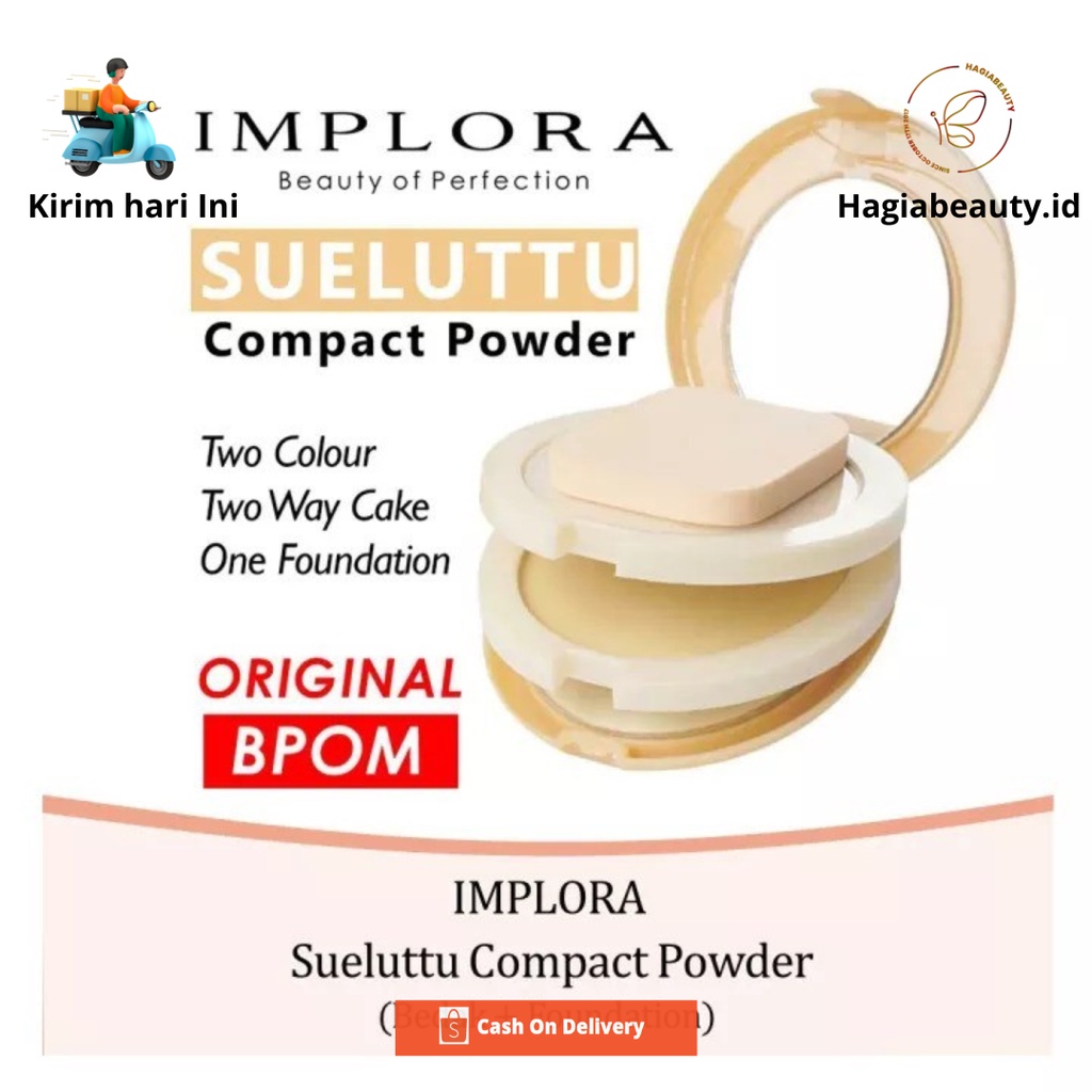 Bisa COD - Bedak 3in1 Implora Compact Powder / Bedak Foundation