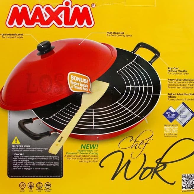 MAXIM CHEF 40 cm WOK - Wajan Teflon Anti Lengket / Kuali 40 Cm