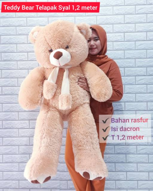 Boneka Tedy Bear Jumbo Syal Telapak 1,2 meter Berlabel SNI