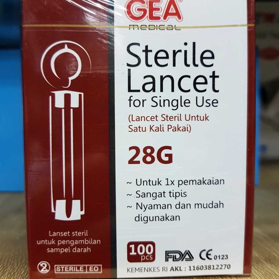 Jarum Ambil Darah isi 100 28G / Blood lancets Nanolet 28G GEA Medical / Sinocare 28G isi 50