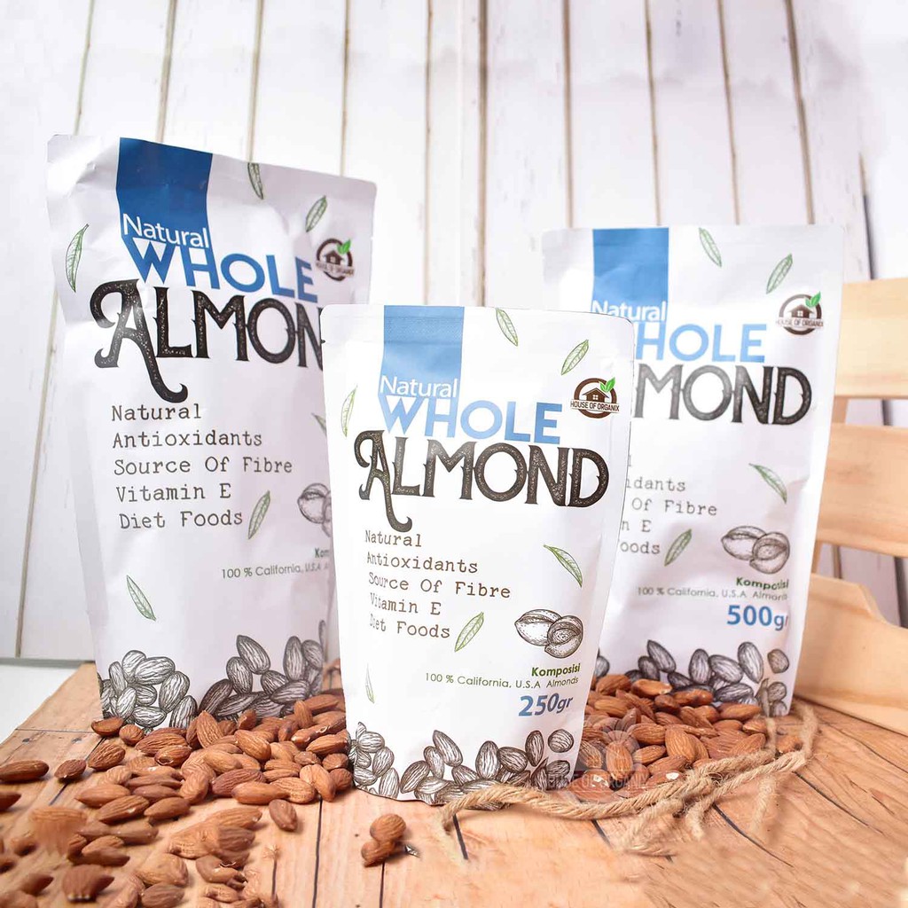 Natural Whole Almond ( Kacang Almond Natural ) 500 Gr