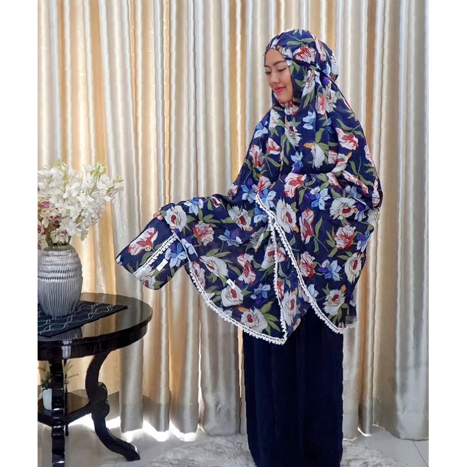 MUKENAH DEWASA / JUMBO / MUKENAH DEWASA MOTIF CAMELIA SILKY PREMIUM