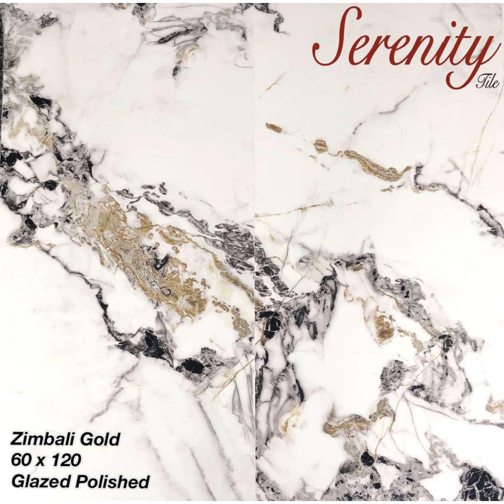 Granit Putih Motif Marmer Serenity Zimbali Gold 60x120