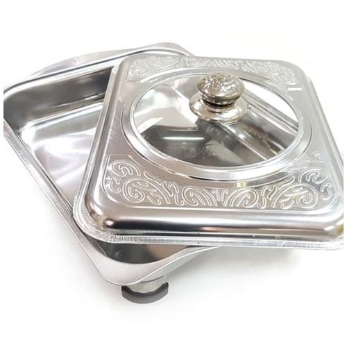 Prasmanan Set Wadah Saji-Stainless Steel Bentuk Persegi Panjang