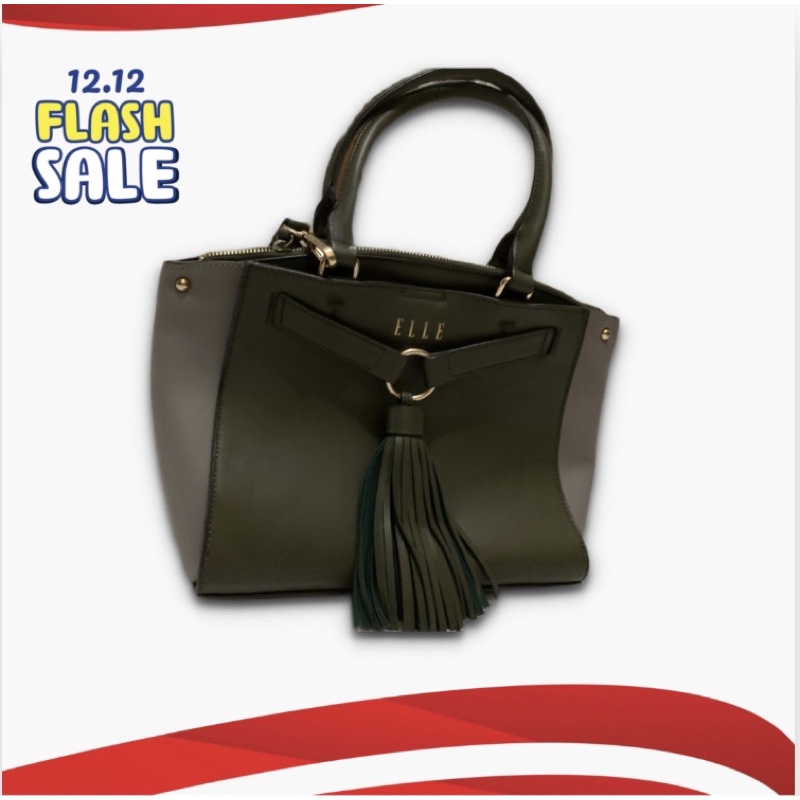 Preloved Tas Elle warna hijau army dan abuabu