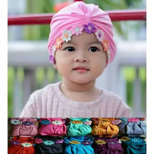 Turban Simple Bungga Renda Lucu | Ciput Anak | Turban Anak | Cput bayi | Alus Collcetion | BISA C.O.D